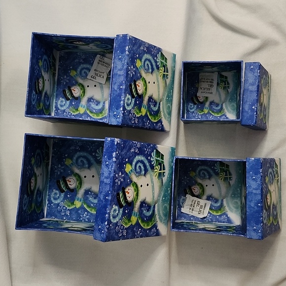 NWOT Swirly Snowman Stacking Holiday Cardboard Boxes - Picture 8 of 16
